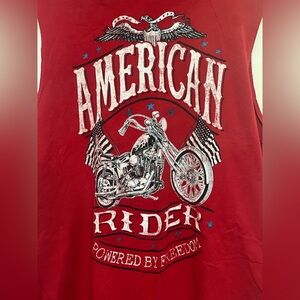 American Rider Powered by Freedom Mens T Shirt SZ XL(46-48)Sleeveless Cotton Red